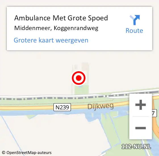 Locatie op kaart van de 112 melding: Ambulance Met Grote Spoed Naar Middenmeer, Koggenrandweg op 9 november 2023 08:17