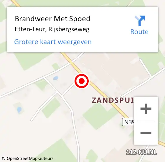 Locatie op kaart van de 112 melding: Brandweer Met Spoed Naar Etten-Leur, Rijsbergseweg op 9 november 2023 08:22