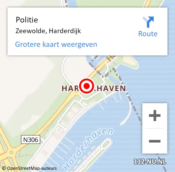 Locatie op kaart van de 112 melding: Politie Zeewolde, Harderdijk op 9 november 2023 08:22