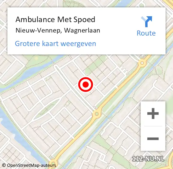 Locatie op kaart van de 112 melding: Ambulance Met Spoed Naar Nieuw-Vennep, Wagnerlaan op 9 november 2023 08:32