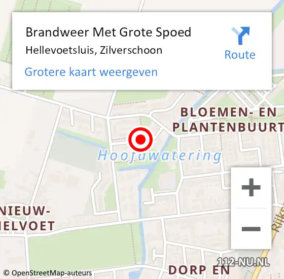 Locatie op kaart van de 112 melding: Brandweer Met Grote Spoed Naar Hellevoetsluis, Zilverschoon op 9 november 2023 08:44