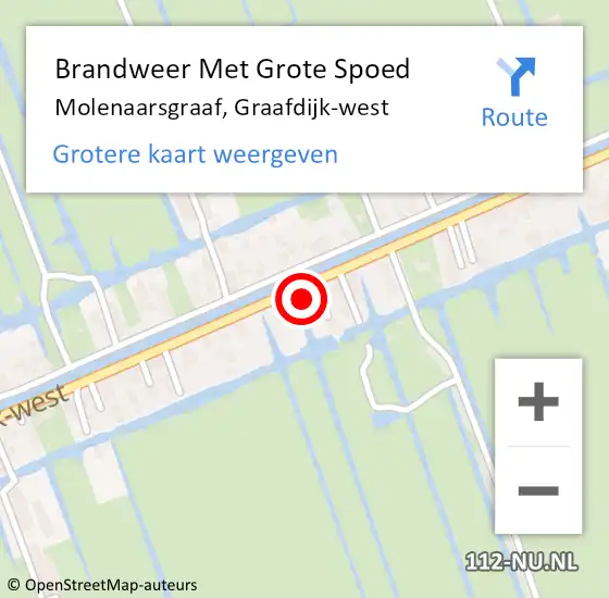 Locatie op kaart van de 112 melding: Brandweer Met Grote Spoed Naar Molenaarsgraaf, Graafdijk-west op 9 november 2023 09:04