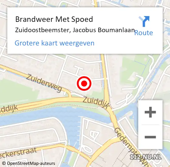 Locatie op kaart van de 112 melding: Brandweer Met Spoed Naar Zuidoostbeemster, Jacobus Boumanlaan op 9 november 2023 09:12