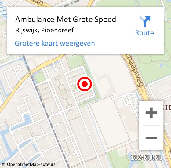 Locatie op kaart van de 112 melding: Ambulance Met Grote Spoed Naar Rijswijk, Pioendreef op 9 november 2023 09:33