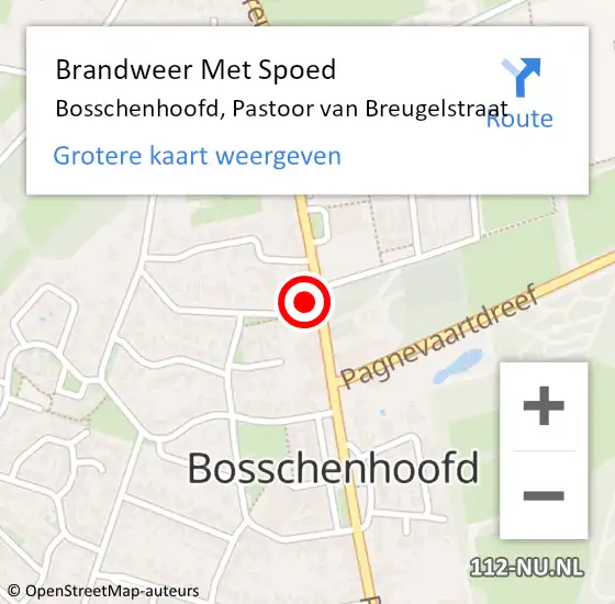 Locatie op kaart van de 112 melding: Brandweer Met Spoed Naar Bosschenhoofd, Pastoor van Breugelstraat op 9 november 2023 09:37
