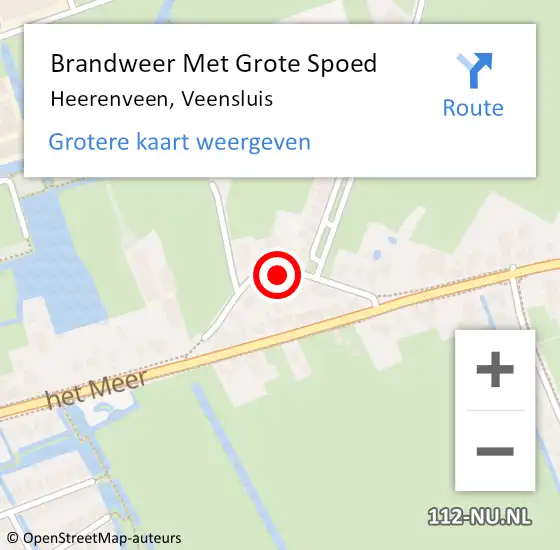 Locatie op kaart van de 112 melding: Brandweer Met Grote Spoed Naar Heerenveen, Veensluis op 9 november 2023 09:37