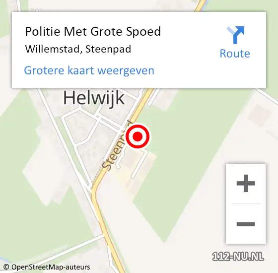Locatie op kaart van de 112 melding: Politie Met Grote Spoed Naar Willemstad, Steenpad op 9 november 2023 09:50