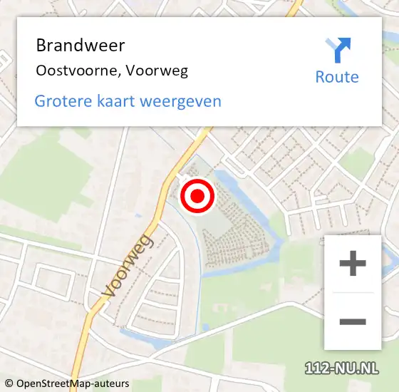 Locatie op kaart van de 112 melding: Brandweer Oostvoorne, Voorweg op 9 november 2023 09:52