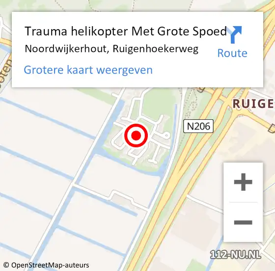 Locatie op kaart van de 112 melding: Trauma helikopter Met Grote Spoed Naar Noordwijkerhout, Ruigenhoekerweg op 9 november 2023 10:02