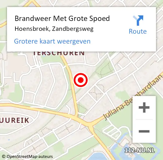 Locatie op kaart van de 112 melding: Brandweer Met Grote Spoed Naar Hoensbroek, Zandbergsweg op 9 november 2023 10:08