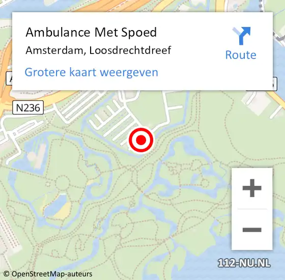 Locatie op kaart van de 112 melding: Ambulance Met Spoed Naar Amsterdam, Loosdrechtdreef op 9 november 2023 10:24