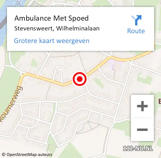 Locatie op kaart van de 112 melding: Ambulance Met Spoed Naar Stevensweert, Wilhelminalaan op 9 november 2023 10:28