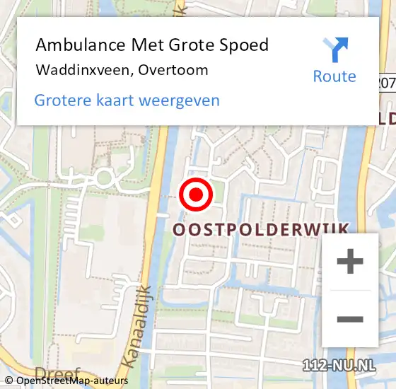 Locatie op kaart van de 112 melding: Ambulance Met Grote Spoed Naar Waddinxveen, Overtoom op 9 november 2023 10:35