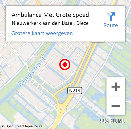 Locatie op kaart van de 112 melding: Ambulance Met Grote Spoed Naar Nieuwerkerk aan den IJssel, Dieze op 14 september 2014 17:51