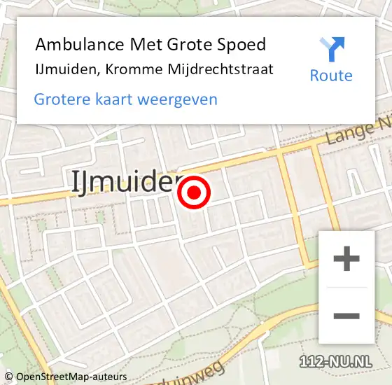 Locatie op kaart van de 112 melding: Ambulance Met Grote Spoed Naar IJmuiden, Kromme Mijdrechtstraat op 9 november 2023 10:51