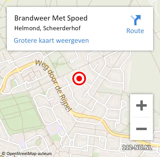 Locatie op kaart van de 112 melding: Brandweer Met Spoed Naar Helmond, Scheerderhof op 9 november 2023 11:36