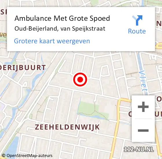 Locatie op kaart van de 112 melding: Ambulance Met Grote Spoed Naar Oud-Beijerland, van Speijkstraat op 9 november 2023 11:38