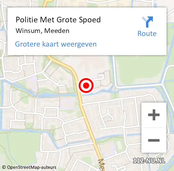 Locatie op kaart van de 112 melding: Politie Met Grote Spoed Naar Winsum, Meeden op 9 november 2023 11:56