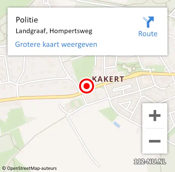 Locatie op kaart van de 112 melding: Politie Landgraaf, Hompertsweg op 9 november 2023 12:04