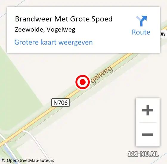 Locatie op kaart van de 112 melding: Brandweer Met Grote Spoed Naar Zeewolde, Vogelweg op 9 november 2023 12:08