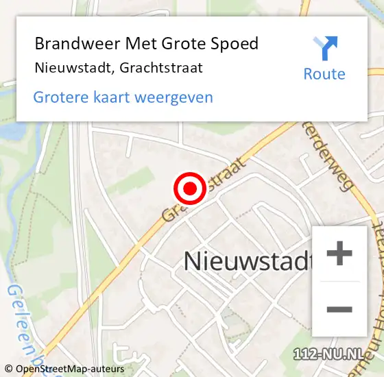 Locatie op kaart van de 112 melding: Brandweer Met Grote Spoed Naar Nieuwstadt, Grachtstraat op 9 november 2023 12:21