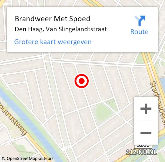 Locatie op kaart van de 112 melding: Brandweer Met Spoed Naar Den Haag, Van Slingelandtstraat op 9 november 2023 12:39