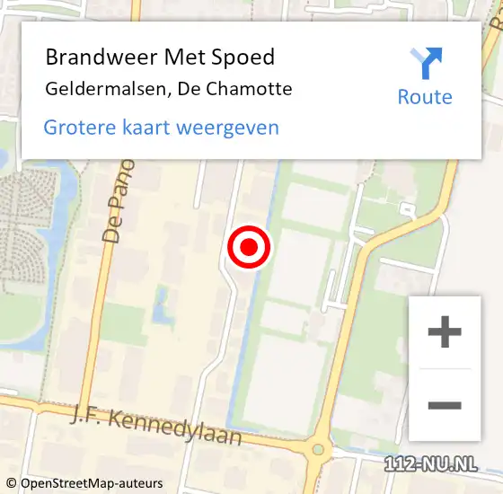 Locatie op kaart van de 112 melding: Brandweer Met Spoed Naar Geldermalsen, De Chamotte op 9 november 2023 12:44