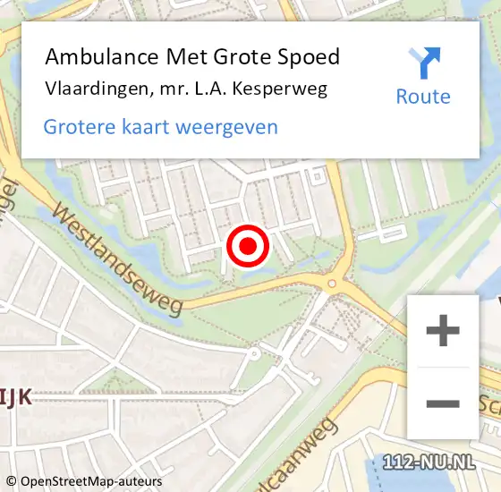 Locatie op kaart van de 112 melding: Ambulance Met Grote Spoed Naar Vlaardingen, mr. L.A. Kesperweg op 9 november 2023 12:51