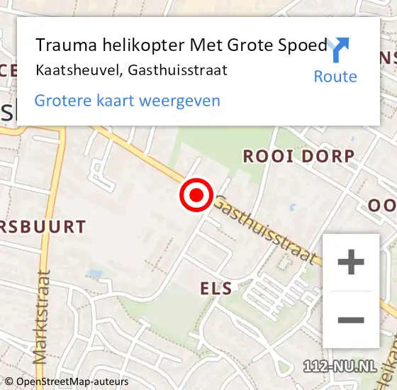 Locatie op kaart van de 112 melding: Trauma helikopter Met Grote Spoed Naar Kaatsheuvel, Gasthuisstraat op 9 november 2023 12:55