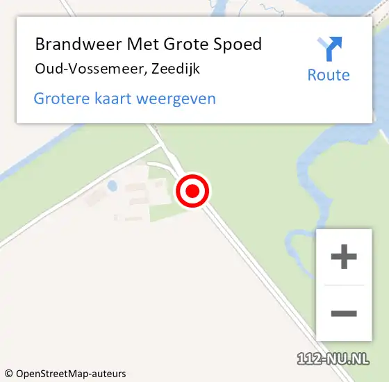 Locatie op kaart van de 112 melding: Brandweer Met Grote Spoed Naar Oud-Vossemeer, Zeedijk op 14 september 2014 18:13