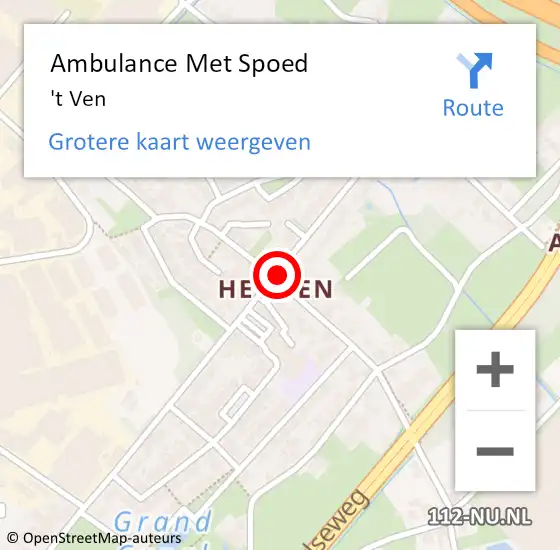 Locatie op kaart van de 112 melding: Ambulance Met Spoed Naar 't Ven op 14 september 2014 18:14
