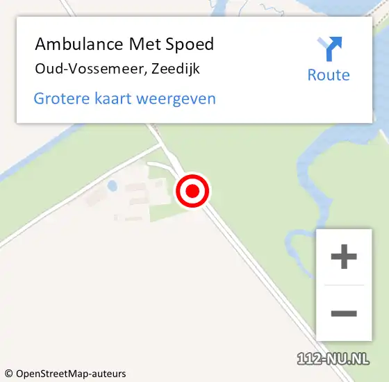 Locatie op kaart van de 112 melding: Ambulance Met Spoed Naar Oud-Vossemeer, Zeedijk op 14 september 2014 18:14
