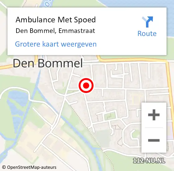 Locatie op kaart van de 112 melding: Ambulance Met Spoed Naar Den Bommel, Emmastraat op 9 november 2023 13:31