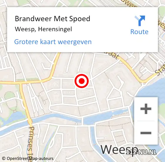 Locatie op kaart van de 112 melding: Brandweer Met Spoed Naar Weesp, Herensingel op 9 november 2023 13:31