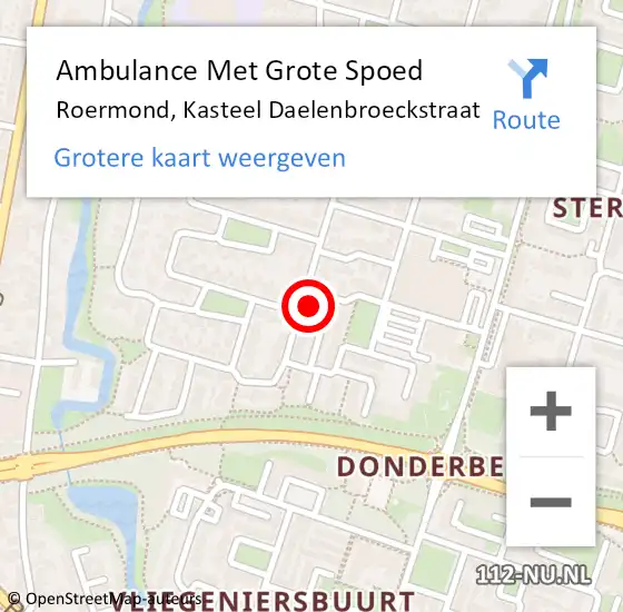 Locatie op kaart van de 112 melding: Ambulance Met Grote Spoed Naar Roermond, Kasteel Daelenbroeckstraat op 9 november 2023 13:38