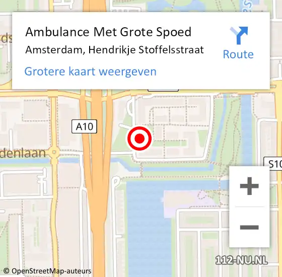 Locatie op kaart van de 112 melding: Ambulance Met Grote Spoed Naar Amsterdam, Hendrikje Stoffelsstraat op 9 november 2023 13:48
