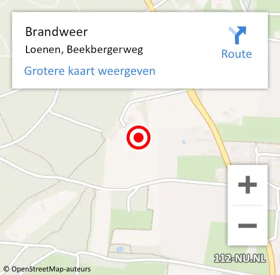 Locatie op kaart van de 112 melding: Brandweer Loenen, Beekbergerweg op 9 november 2023 13:50