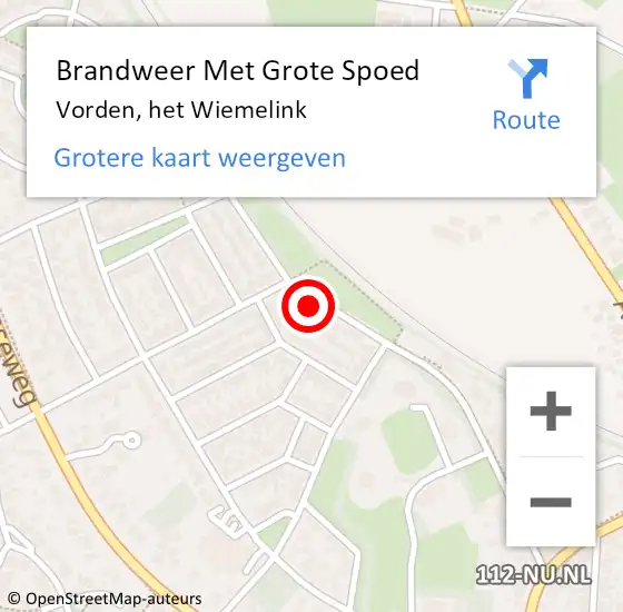 Locatie op kaart van de 112 melding: Brandweer Met Grote Spoed Naar Vorden, het Wiemelink op 9 november 2023 13:53