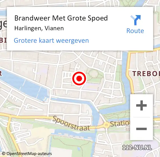 Locatie op kaart van de 112 melding: Brandweer Met Grote Spoed Naar Harlingen, Vianen op 9 november 2023 13:55