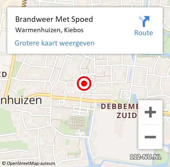 Locatie op kaart van de 112 melding: Brandweer Met Spoed Naar Warmenhuizen, Kiebos op 9 november 2023 13:55