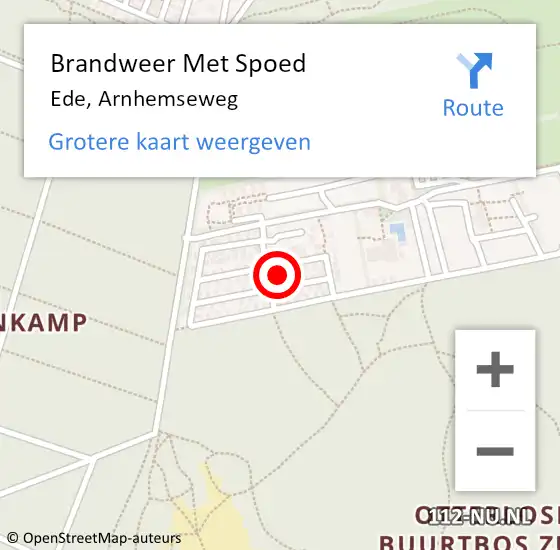 Locatie op kaart van de 112 melding: Brandweer Met Spoed Naar Ede, Arnhemseweg op 9 november 2023 13:56