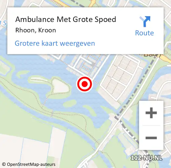 Locatie op kaart van de 112 melding: Ambulance Met Grote Spoed Naar Rhoon, Kroon op 9 november 2023 14:10