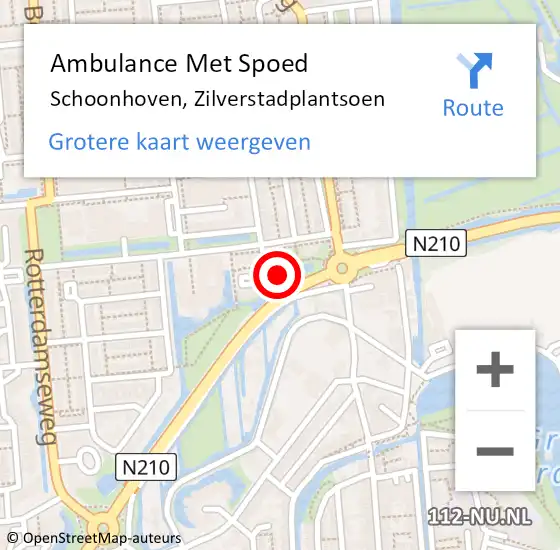 Locatie op kaart van de 112 melding: Ambulance Met Spoed Naar Schoonhoven, Zilverstadplantsoen op 9 november 2023 14:46