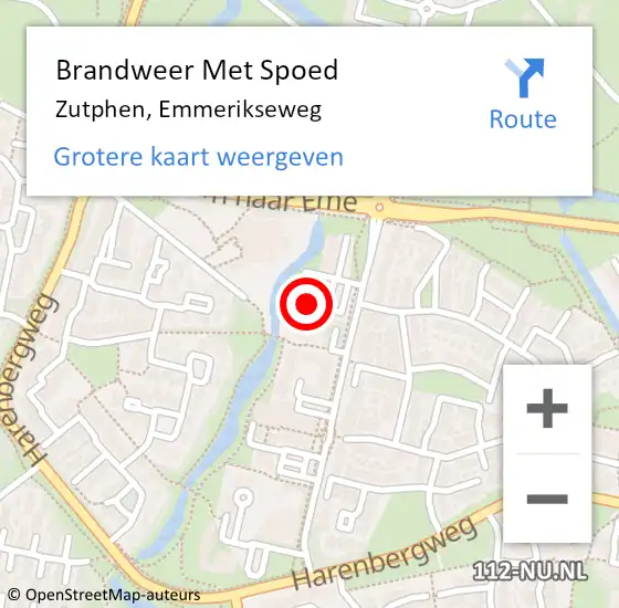 Locatie op kaart van de 112 melding: Brandweer Met Spoed Naar Zutphen, Emmerikseweg op 9 november 2023 14:46