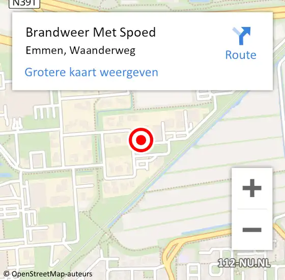 Locatie op kaart van de 112 melding: Brandweer Met Spoed Naar Emmen, Waanderweg op 9 november 2023 14:47