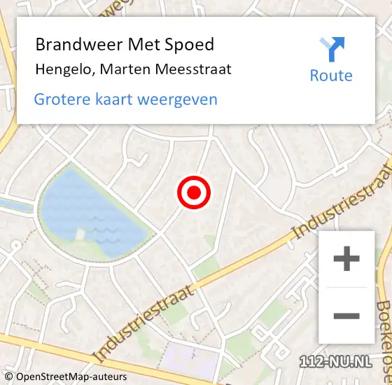 Locatie op kaart van de 112 melding: Brandweer Met Spoed Naar Hengelo, Marten Meesstraat op 9 november 2023 14:53