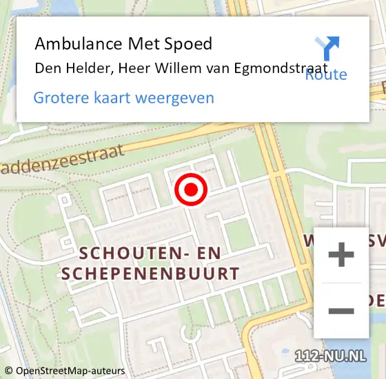 Locatie op kaart van de 112 melding: Ambulance Met Spoed Naar Den Helder, Heer Willem van Egmondstraat op 9 november 2023 15:14