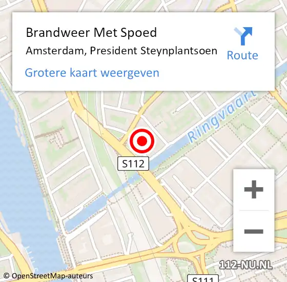 Locatie op kaart van de 112 melding: Brandweer Met Spoed Naar Amsterdam, President Steynplantsoen op 9 november 2023 15:36