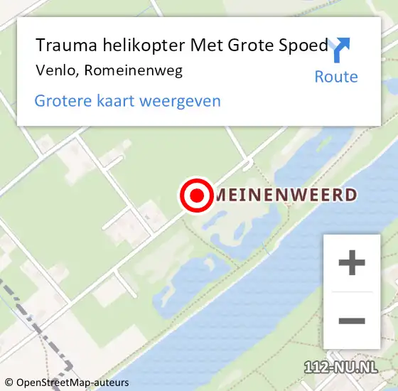 Locatie op kaart van de 112 melding: Trauma helikopter Met Grote Spoed Naar Venlo, Romeinenweg op 9 november 2023 15:48