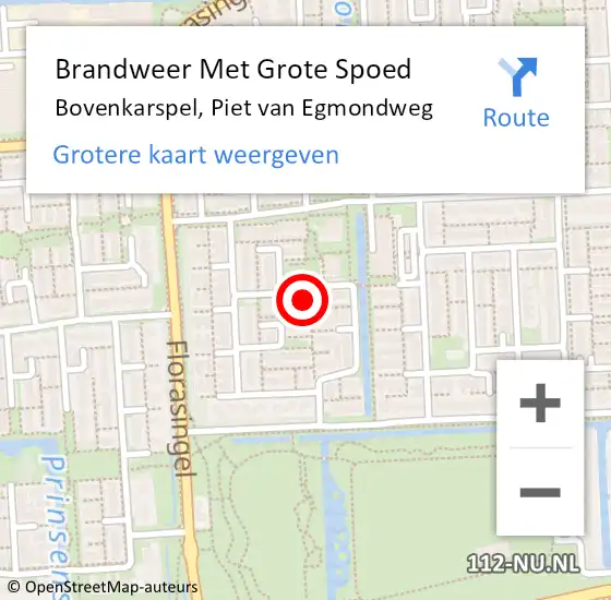 Locatie op kaart van de 112 melding: Brandweer Met Grote Spoed Naar Bovenkarspel, Piet van Egmondweg op 9 november 2023 16:01